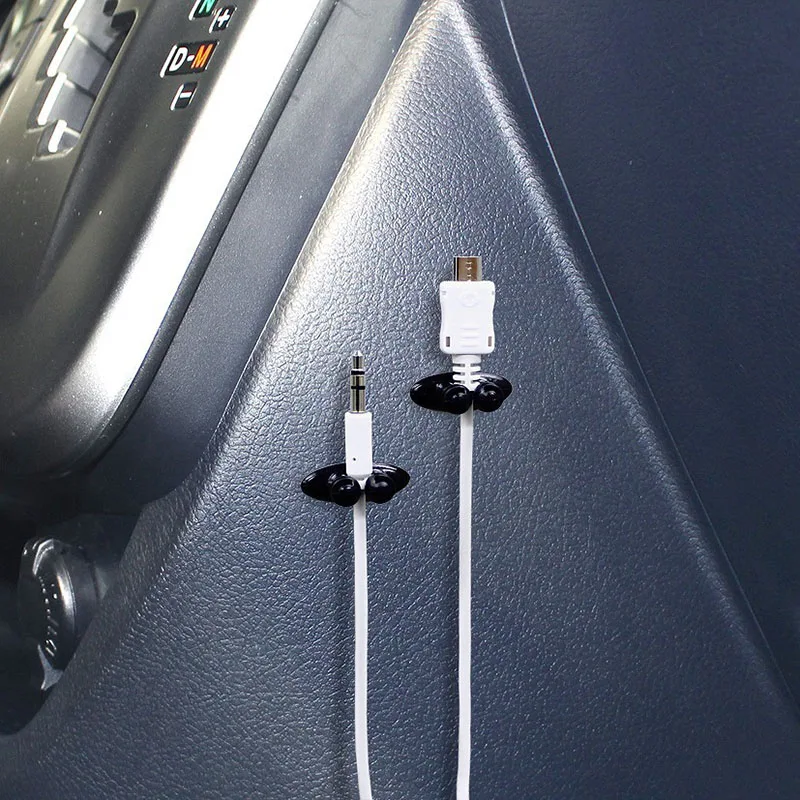 24Pcs Car USB Charger Cable Holder Tie Cord Clip Drop Cables Tidy