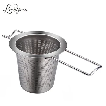 

LMETJMA Reusable Stainless Steel Tea Strainer Infuser Filter Basket Folding Tea Infuser Basket Tea Strainer For Teapot KC0012