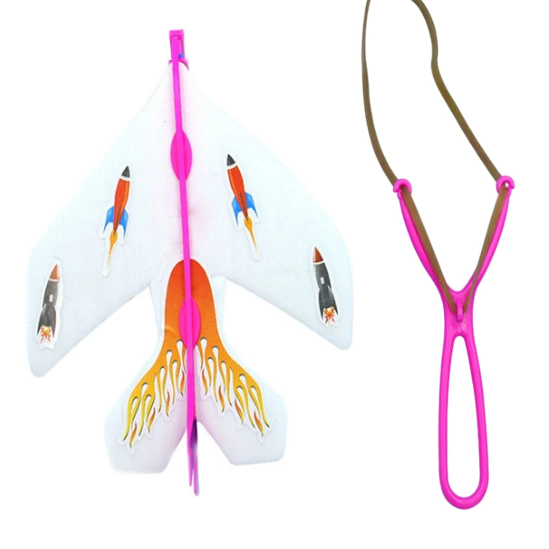 

UTOYSLAND Elastic Powered Flying Airplane Fun Model Kids Toy Slingshot Plane Shinning Toys