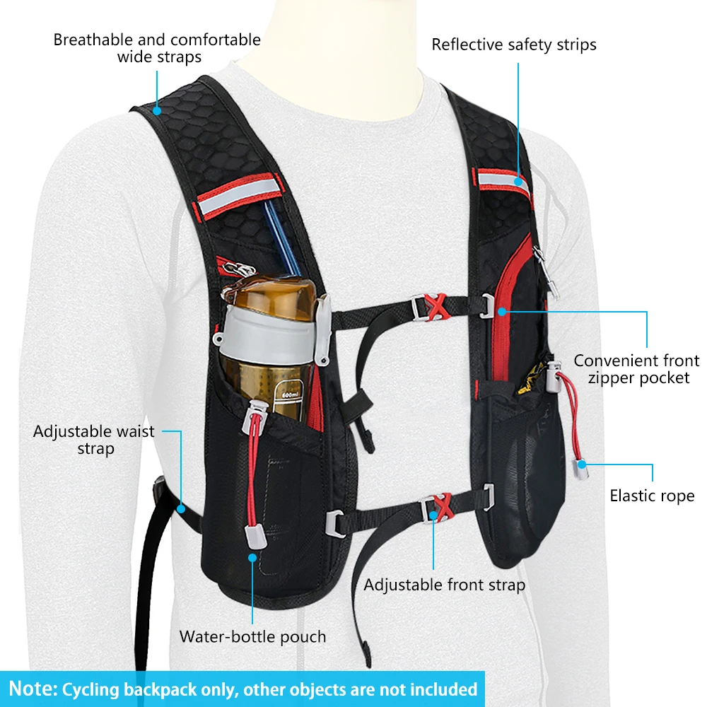 5L Сумка для бега Женский Мужской жилет для бега Открытый велосипедный рюкзак гидратационный рюкзак спортивный походный рюкзак для верховой езды сумка для воды бутылка
