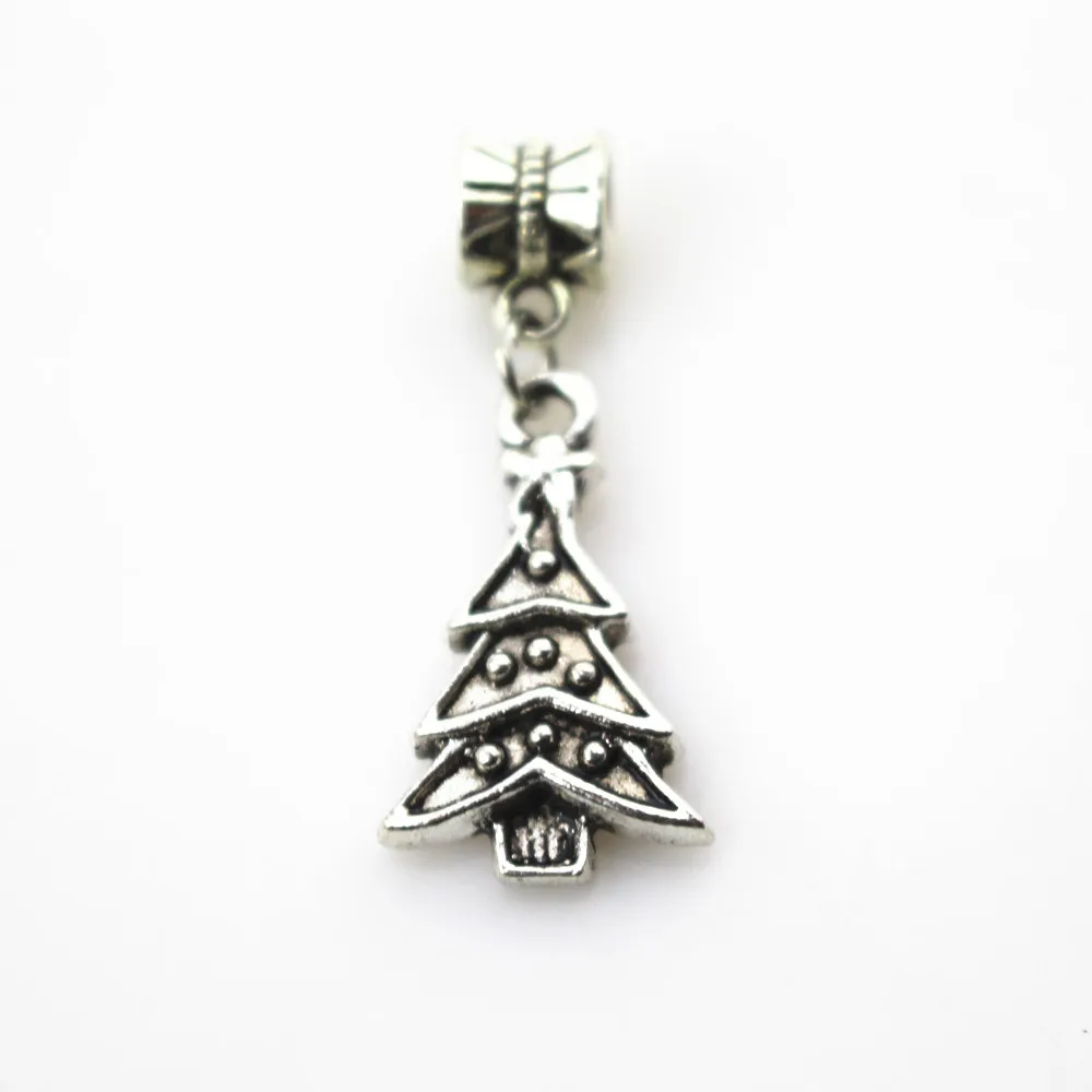 Hanging charms 20pcs/lot christmas tree charms big hole pendant beads fit women bracelet & bangle diy jewelry dangle charms