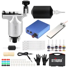 

Hybrid Complete Rotary Tattoo Machine Kit Free shipping For Liner and Shader Power Supply Foot Pedal Grip Needle Ink Set MK648