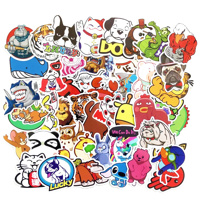 50-pieces-Animal-Sticker-Waterproof-Cartoon-Stickers-for-Wall-Decor-Fridge-Motorcycle-Bike-Laptop-Car-Stickers