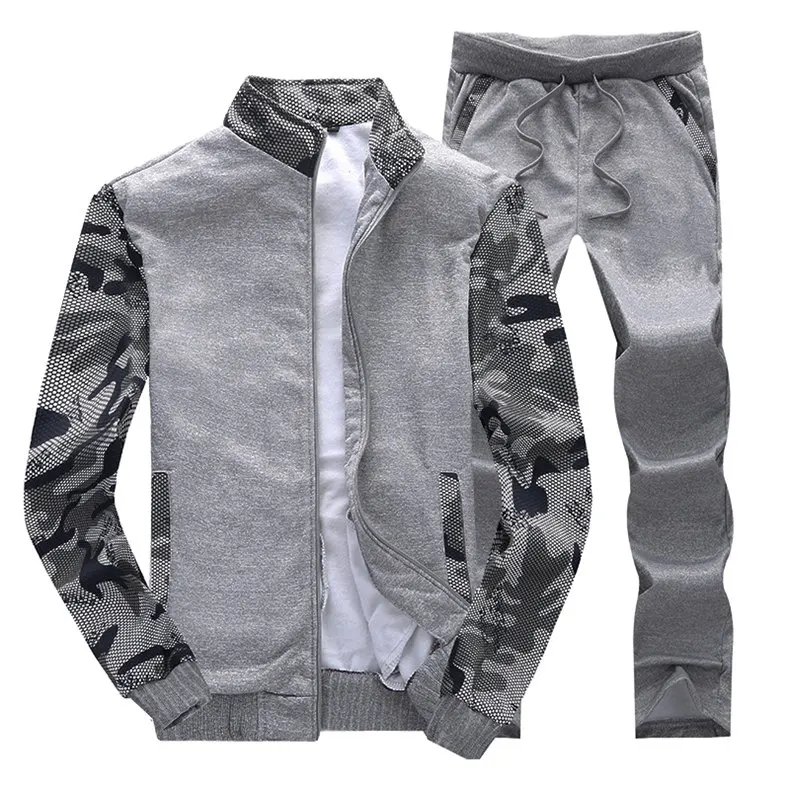Men Tracksuit Male Camouflage Sportwear Set Hoodies Velvet Sweatshirt Male Winter Thick Fleece Jogger Zipper Suits Jacket+Pant 03
