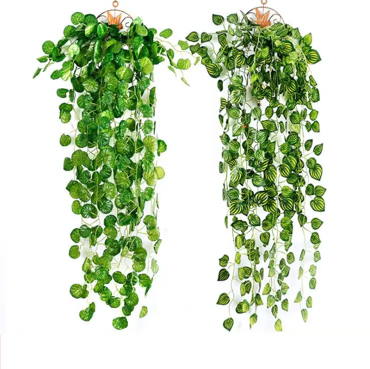 Balcony Loft decor Green Radish Plant Grape Ivy Leaf Artificial Flower wall hanging Rattan Vine Garland DIY decoration wreath