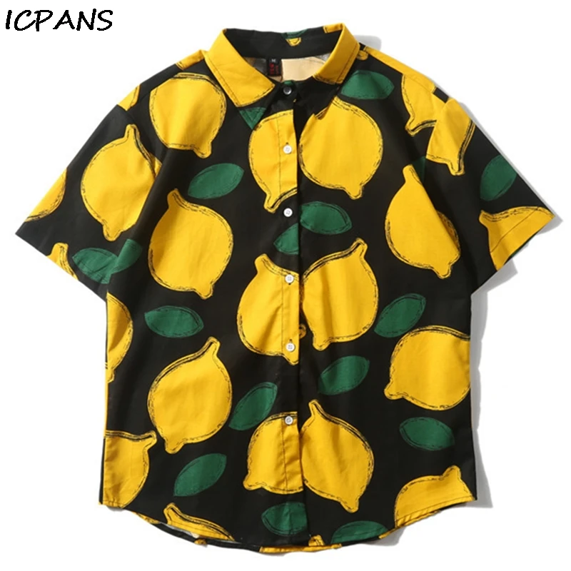 

ICPANS Japanese Print Harajuku Shirts Men 2019 Summer Hip Hop Shirts Cartoon Streetwear Casual Shirts Short Sleeve Top Cotton