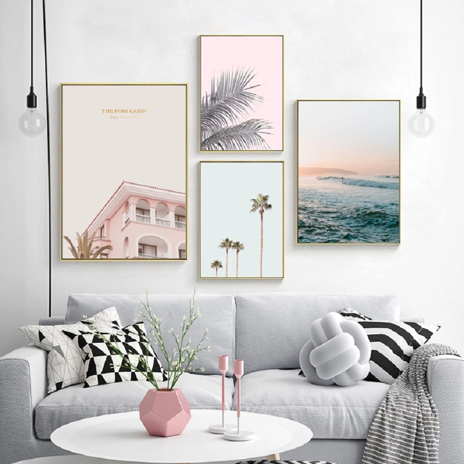 

Modern Nordic Travel Landscape Palm Tree Poster Canvas Painting Prints Gallery Wall Art Pictures Living Room Interior Home Decor