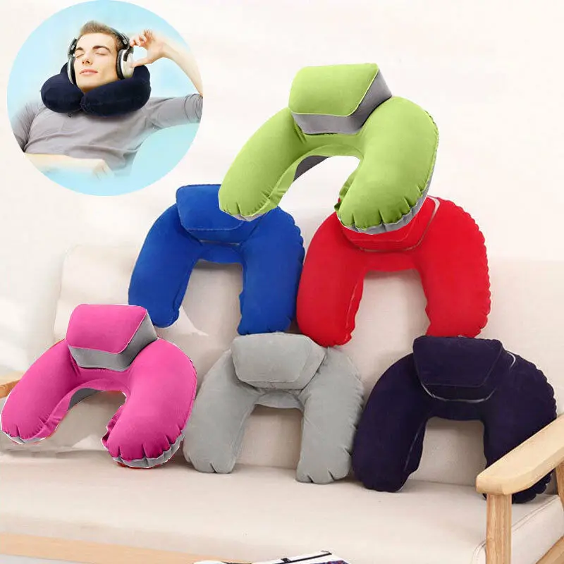 

Drop Ship Foldable U-shaped Neck Support Pillow Inflatable Cushion Memory Foam Travel Pillow Neck Super Soft Pillows Air Plane