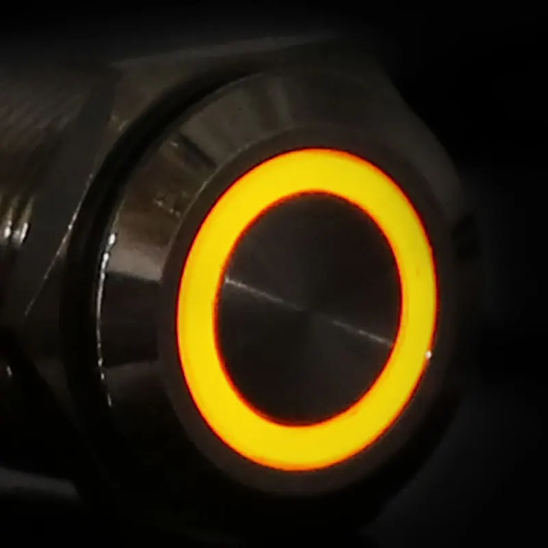 16 мм металлическое кольцевое кнопочное кольцо переключателя светодиодный 5-380 в 12 В 6 в 5 В самоблокирующийся Выключатель без фиксации водонепроницаемый автомобильный двигатель красный синий - Цвет: yellow light
