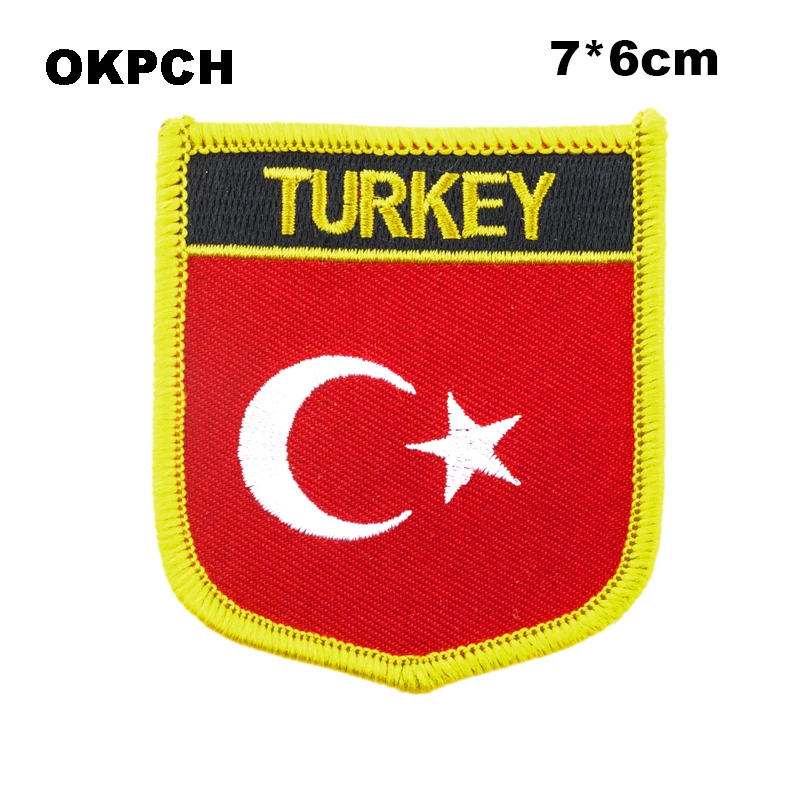 

Turkey Shield Shape Iron-on Flag Patch Embroidered Saw on Badges Patches for Clothing PT0075-S