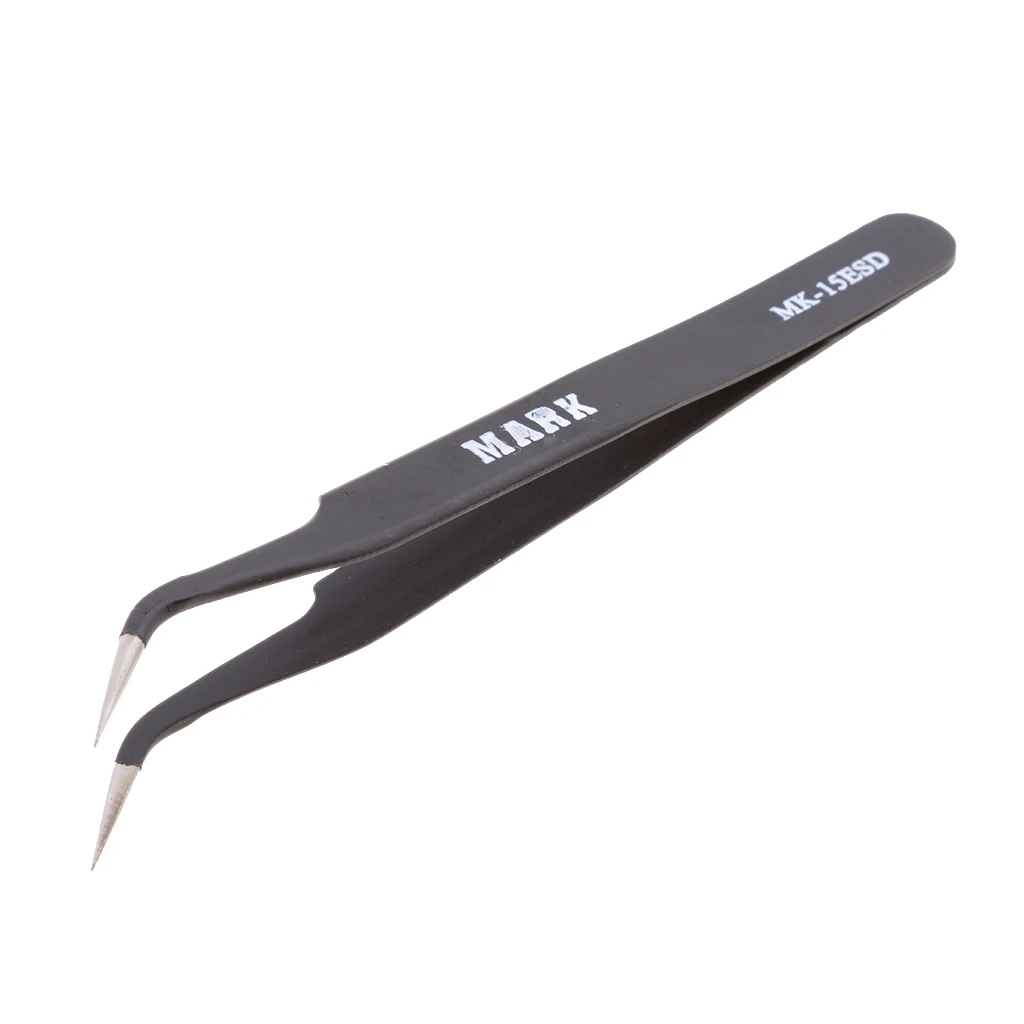 Portable Repair Tools Matte Surface Anti-Static Tweezers Pointed Curved for Apple iPhone Android Samsung and Tablets,Laptops