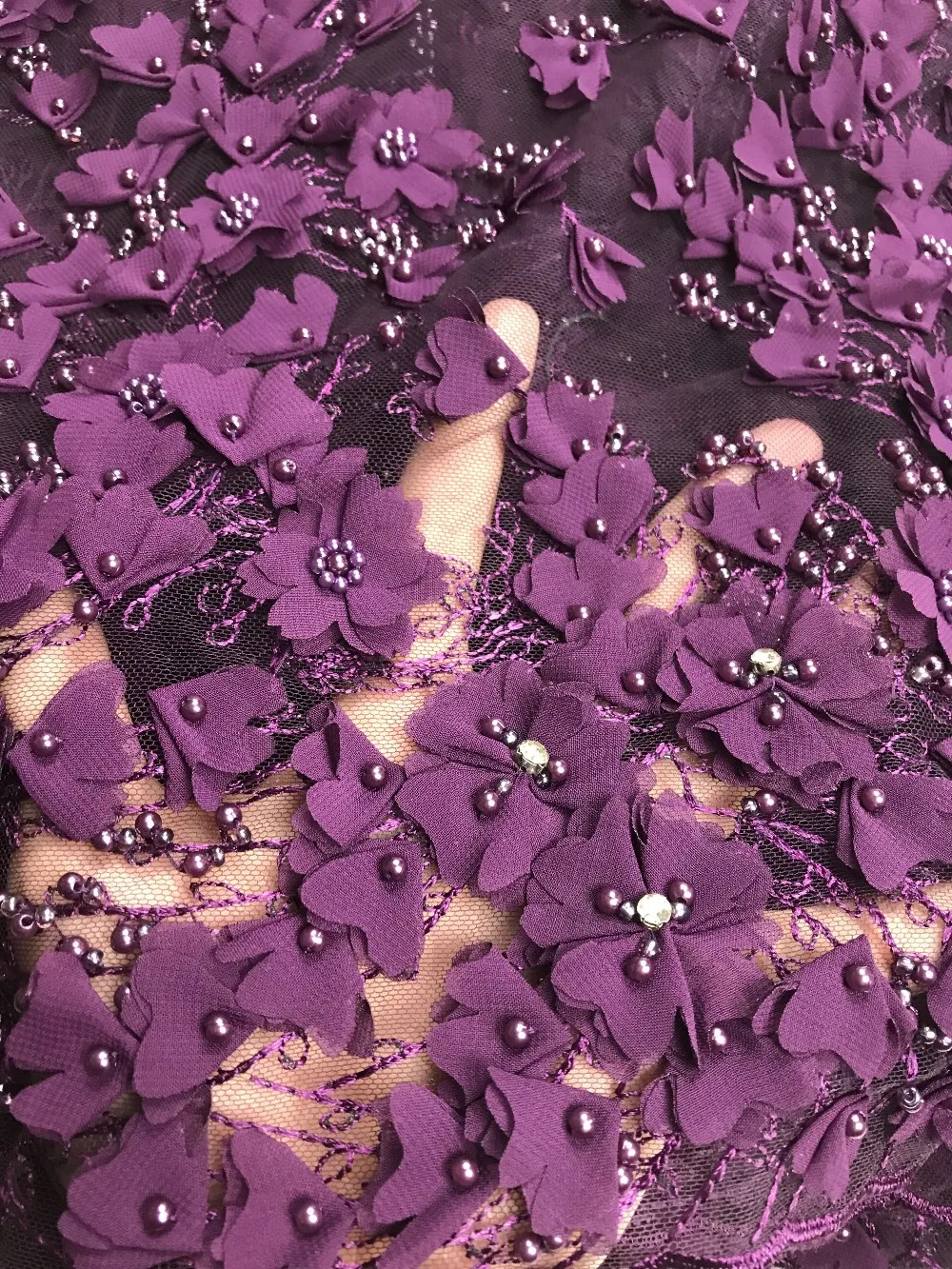 Стиль африканская ручная работа 3D аппликация Тюль кружевная ткань Африканский цветок материал высокое качество нигерийская кружевная ткань для свадьбы