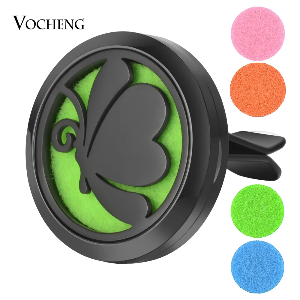 

15 Styles Black 30mm Stainless Steel Car Air Freshener Perfume Aromatherapy Diffuser Locket Random Send 10pcs Oil Pads VA-874