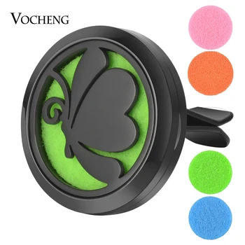 

15 Styles Black Car Air Freshener Perfume Aromatherapy Diffuser 30mm Stainless Steel Locket Random Send 10pcs Oil Pads VA-874