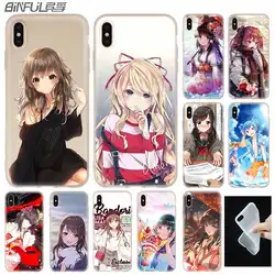 Япония мультфильм аниме Kawaii girl милый чехол Силиконовые Мягкие для iPhone X XS Max XR 6 6 S 7 8 плюс 4 5S SE 9 телефонные чехлы