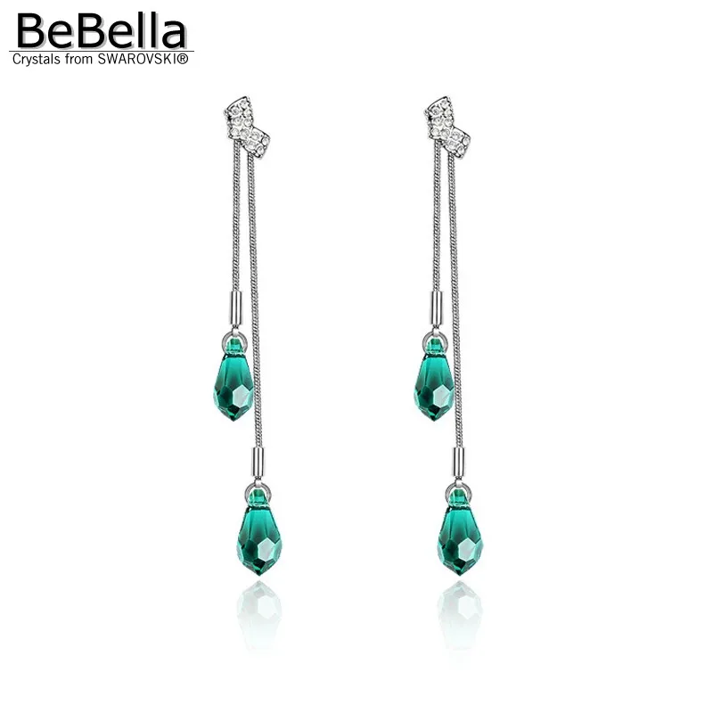 Женские Висячие серьги BeBella прозрачные висячие с кристаллами Swarovski модные