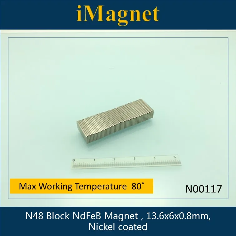 N00117 20 шт. N48 супермощный редкоземельный неодимовый магнит 13 6x6x0 8 мм кубовидный ndfeb