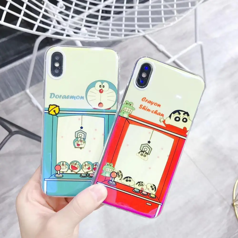 

XR Cartoon Doll catcher machine doraemon Phone Case Shine Soft TPU Clear Cover For iPhoneXsmax 8P 6s 7plus 5.5 Shell Protection