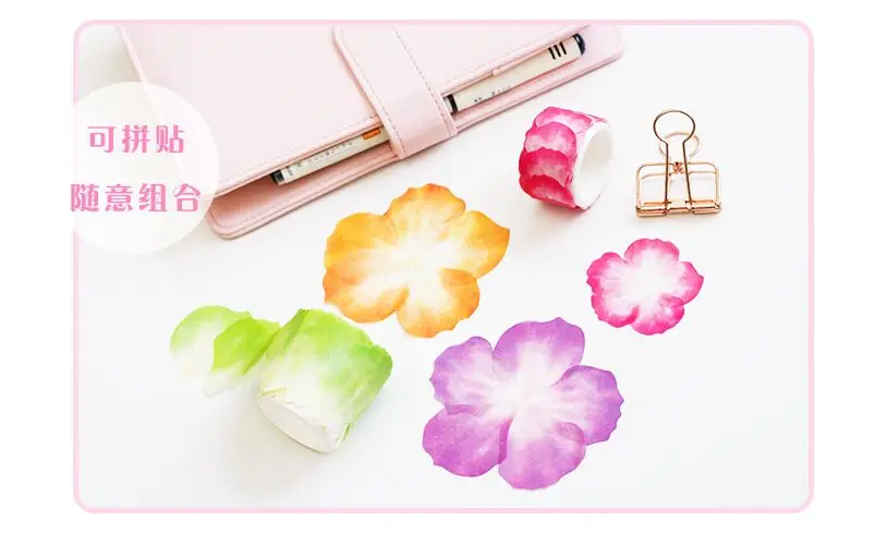 Японская Акварельная вишнёвая лента разбросанные лепестки цветы коллаж секретные садовые наклейки, декоративный элемент для рукоделия