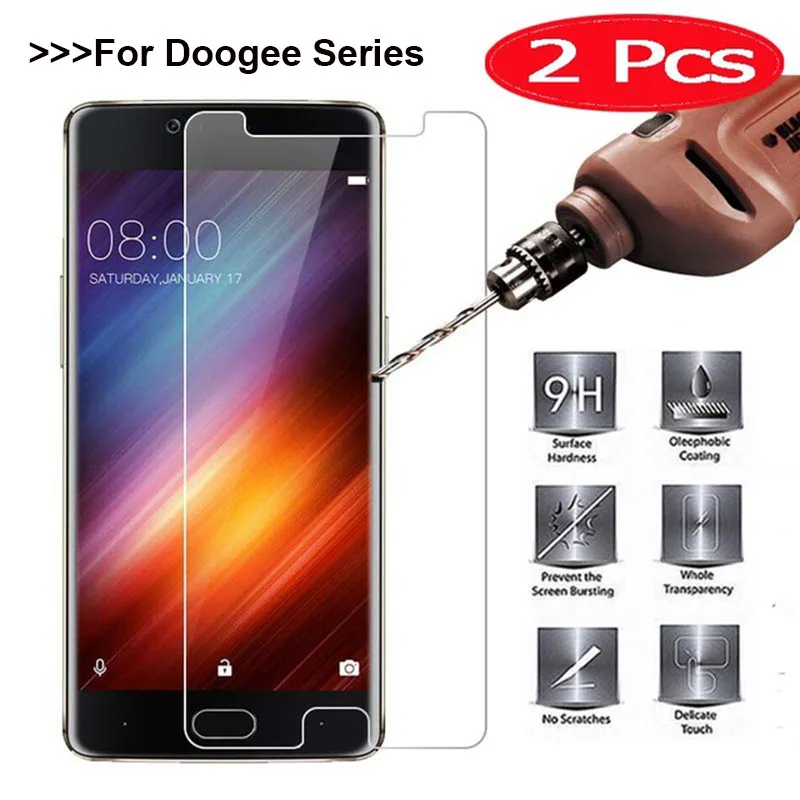 2PCS Tempered Glass For Doogee BL12000 BL9000 S58 S59 S60 S86 X95 for Cristal Templado S40 Pro Screen Protector Film | Мобильные