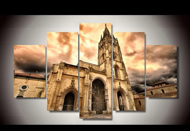 

New 5 Pieces/sets Canvas Art Canvas Paintings Oviedo Cathedral For Living Room Decorations For Home Wall Art Prints Canvas\A76