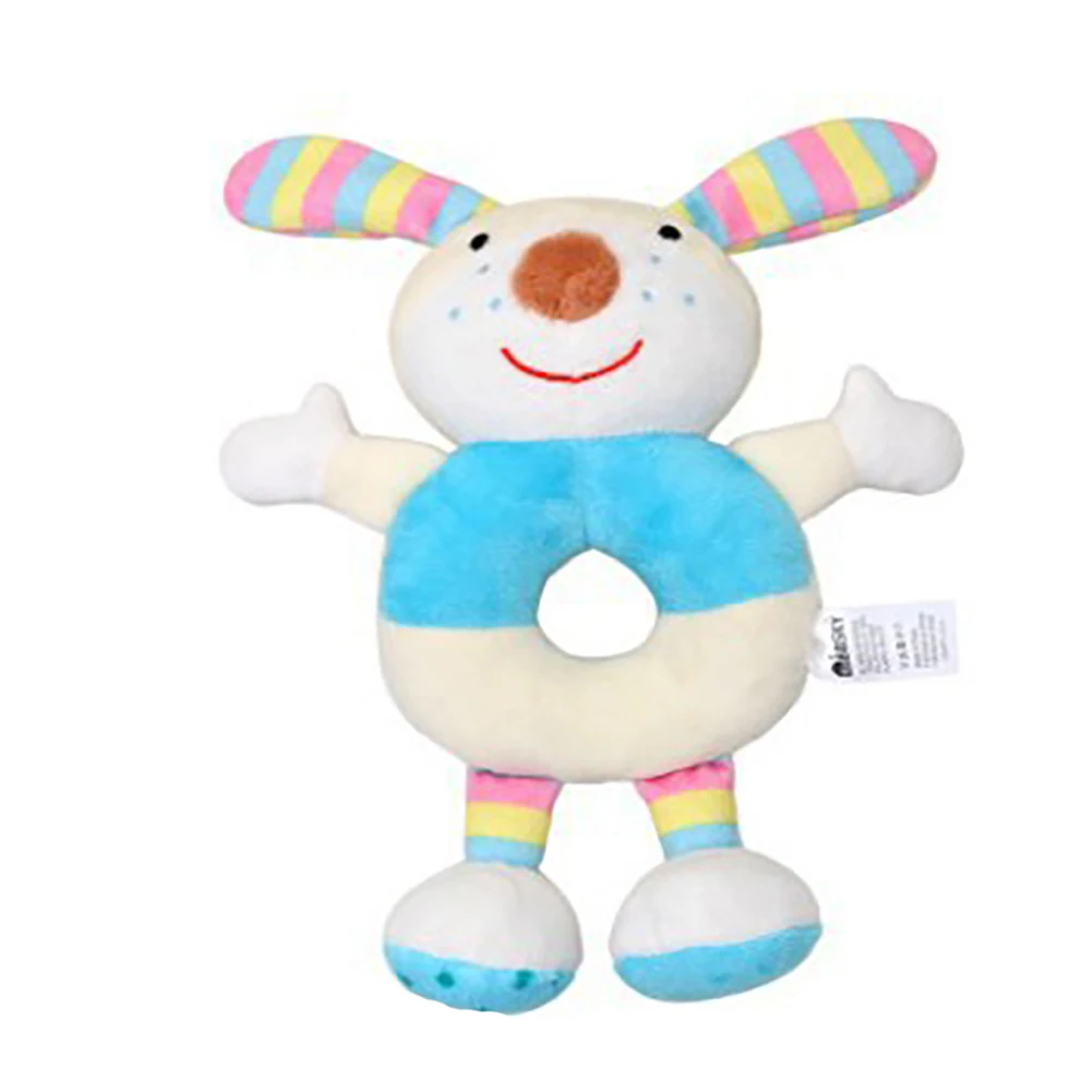Newborn Baby Rattles Cartoon Stuffed Animal Hand Rattle Ring Plush Toys - Bunny As Shown | Игрушки и хобби