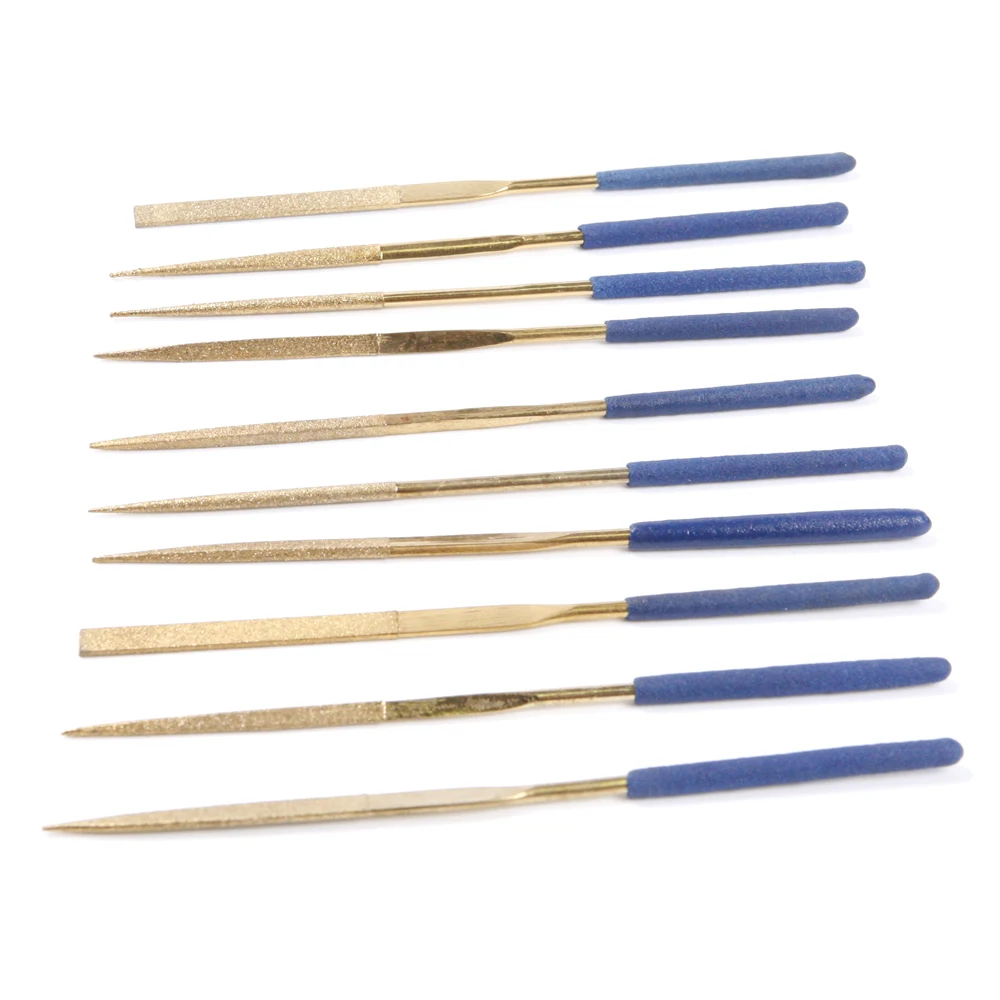 

Fixmee 10pc/lot 3*140mm Titanium Diamond Coated Needle Flat File Set Metal Working Craft Tools