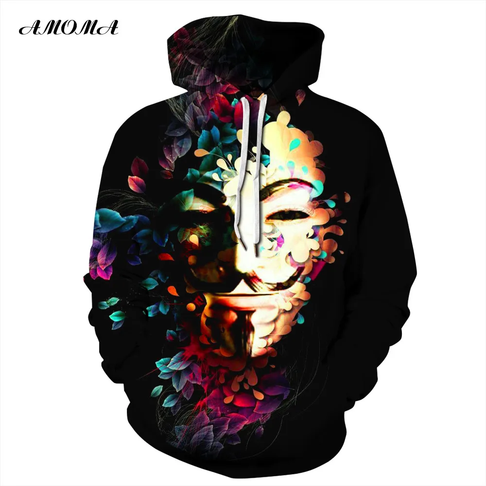 AMOMA Unisex Realistic 3d Digital Print Pullover Hoodie