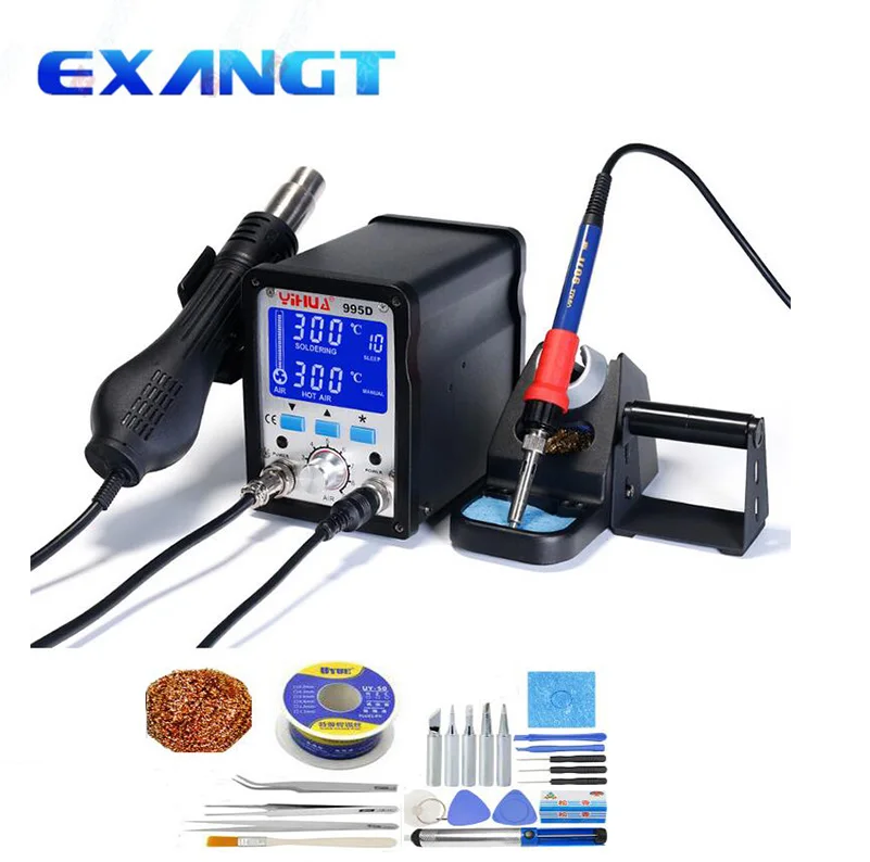 

YIHUA 995D Soldering Station 60W Large Soldering Iron 650W Hot Air Gun With Free Gift 2 In 1 SMD BGA Rework Station Welding Tool