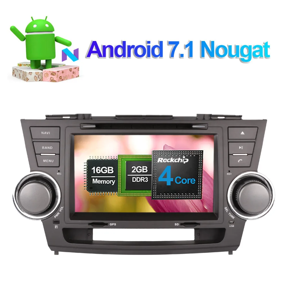 Best Android 9.0 Octa Core 4GB RAM Car DVD Multimedia Player GPS Navigation For Toyota Highlander 2008-2013 Radio Stereo Head Unit 1
