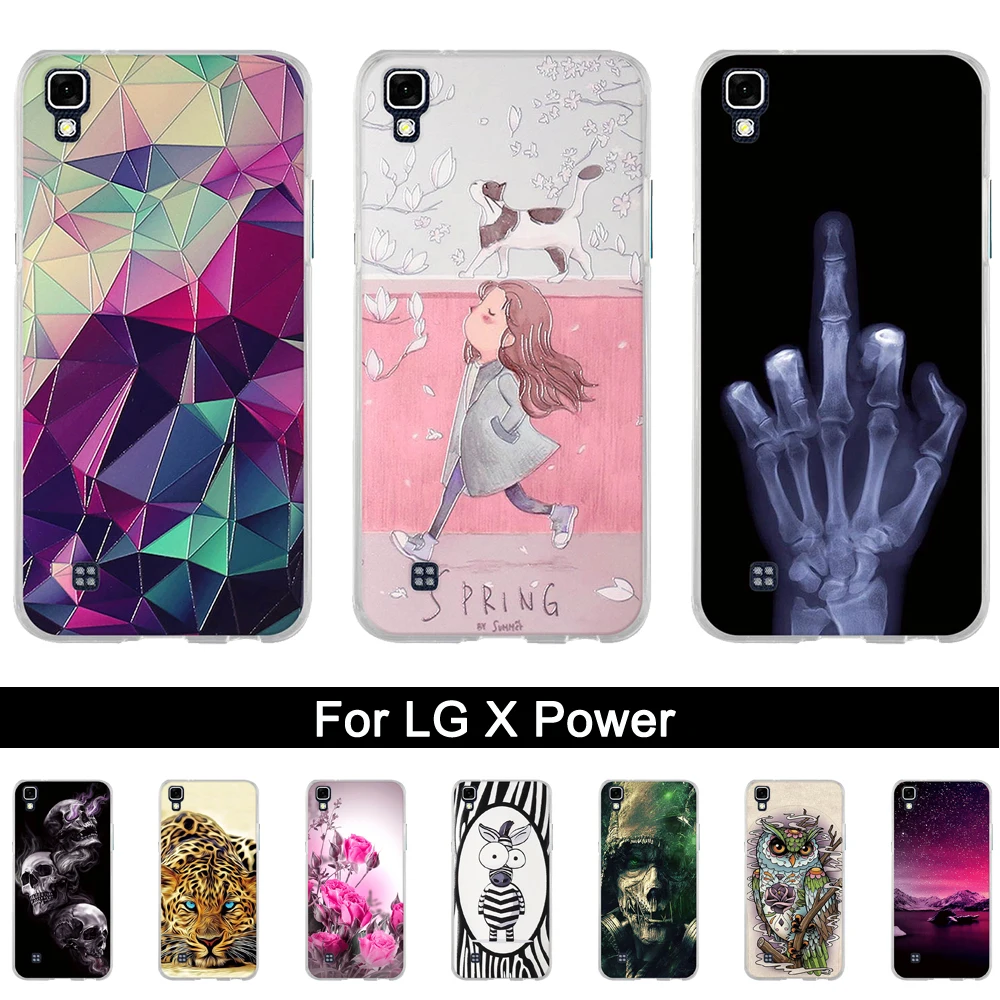 

Soft TPU Case For LG X Power Back Silicone Cover for LG x power K220ds k220y Ls755 3D Relif Painting Shells for Lg X power Bags