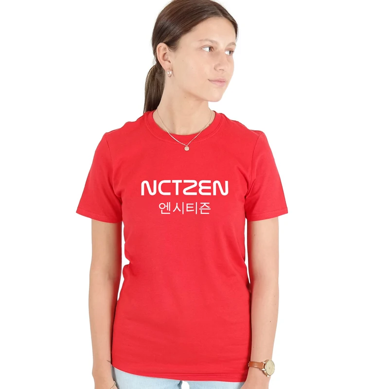 NCTZEN Camiseta de las mujeres de algodón de manga corta T-Shirt, camisa de moda de verano de Camiseta Mujer KPOP NCT Fandom Taeyong Kpop Tops