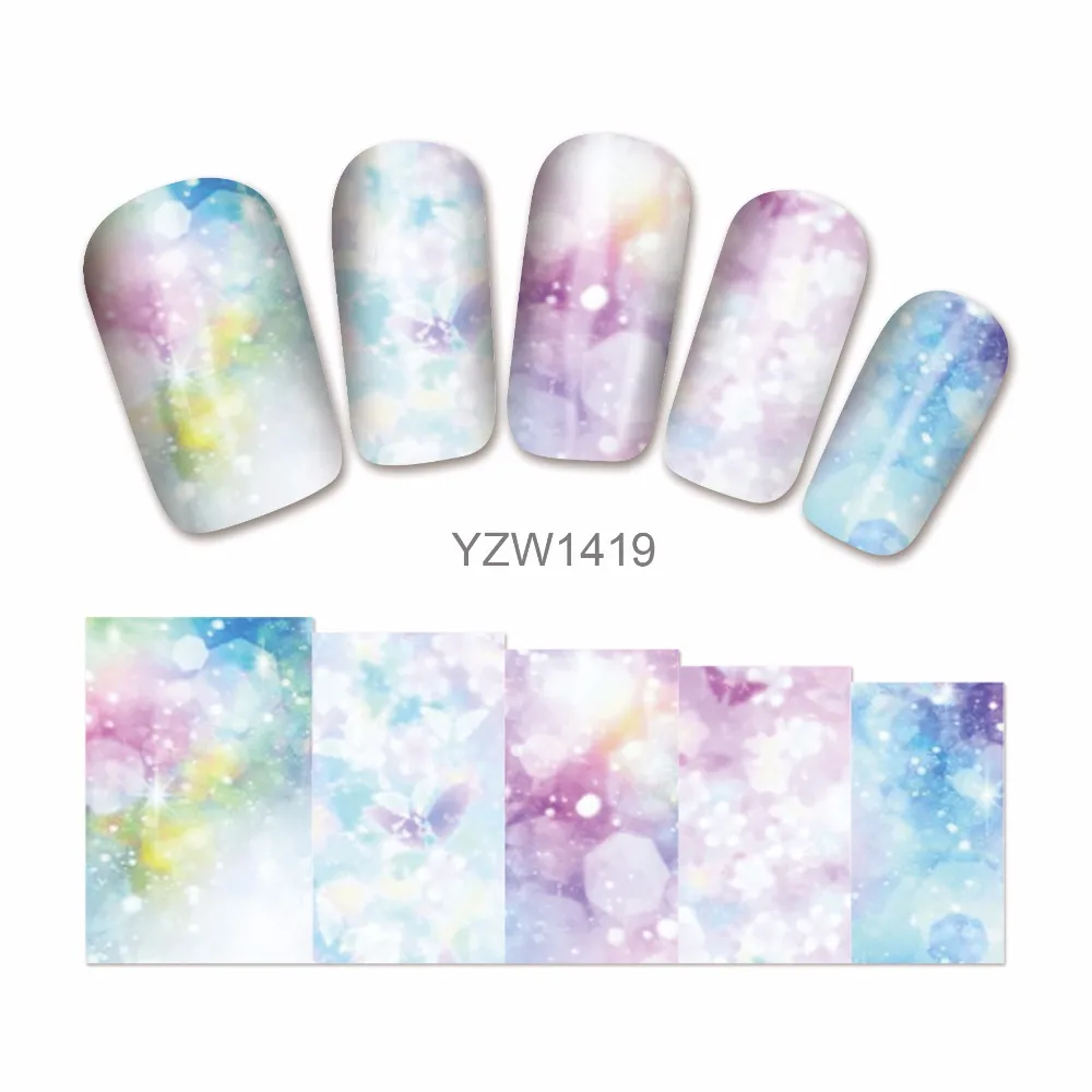 

WUF 1 Sheet Water Transfer Sticker Nail Art Decals Nails Wraps Temporary Tattoos Watermark Nail Tools 1419