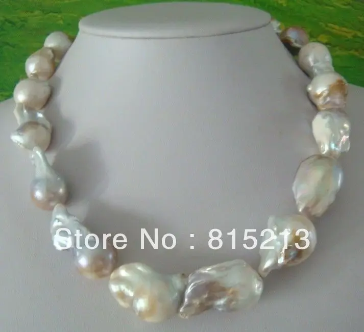 

FREE SHIPPING>@@> N617 26mm south sea baroque white pearl necklace 18inch
