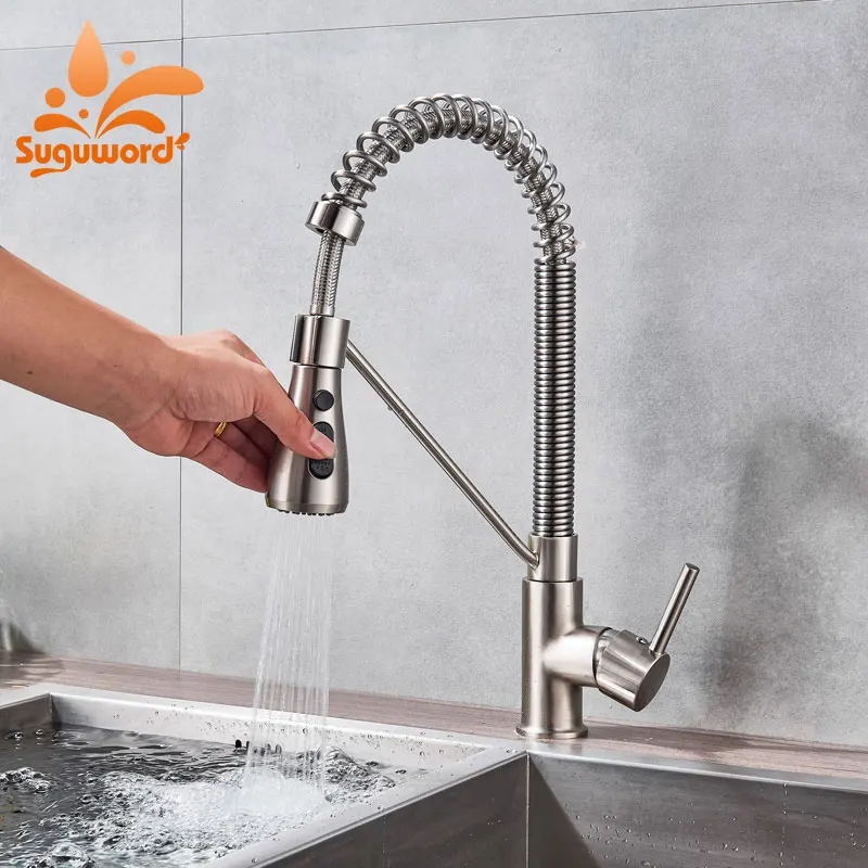 

multiple Pull Down Kitchen Faucet Chrome 360 Rotation Single SprayerKitchen Sink Faucet Crane Hot Cold Water Mixer Tap