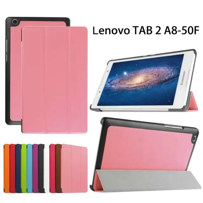 3-складной Ультра тонкий рукав Магнитный Folio Stand кожаный чехол для Lenovo Tab 2 TAB2 A8-50 a8-50f A8-50LC 8"