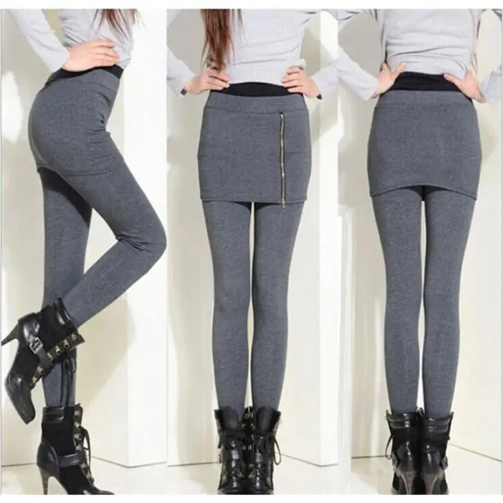 New Women Skirt Leggings Fashion Stretch false 2 p...