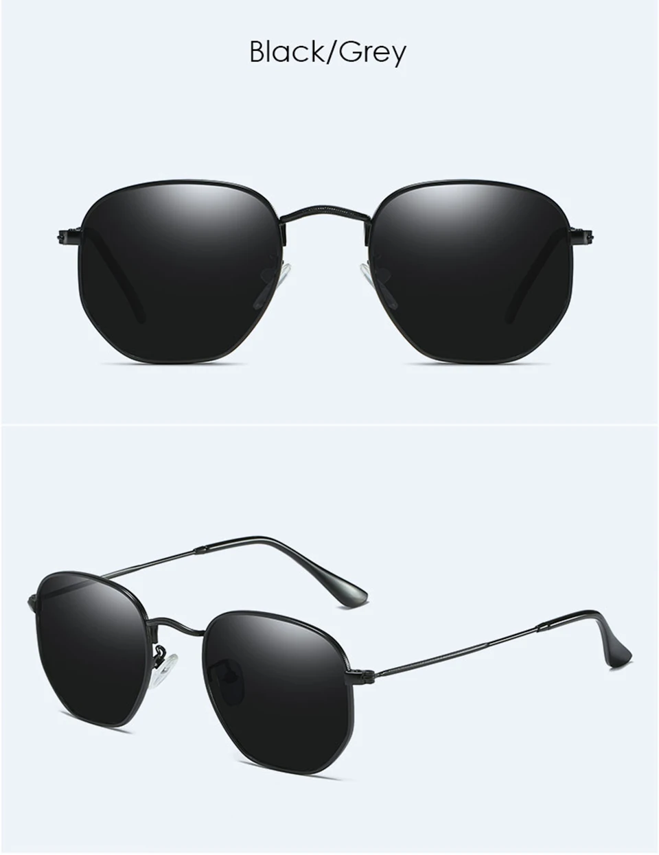Шестигранные солнцезащитные очки, поляризационные, мужские, классические, брендовые, Плоские линзы, прозрачные, солнцезащитные очки, мужские, женские, Ретро стиль, металлическая оправа, очки для путешествий, UV400