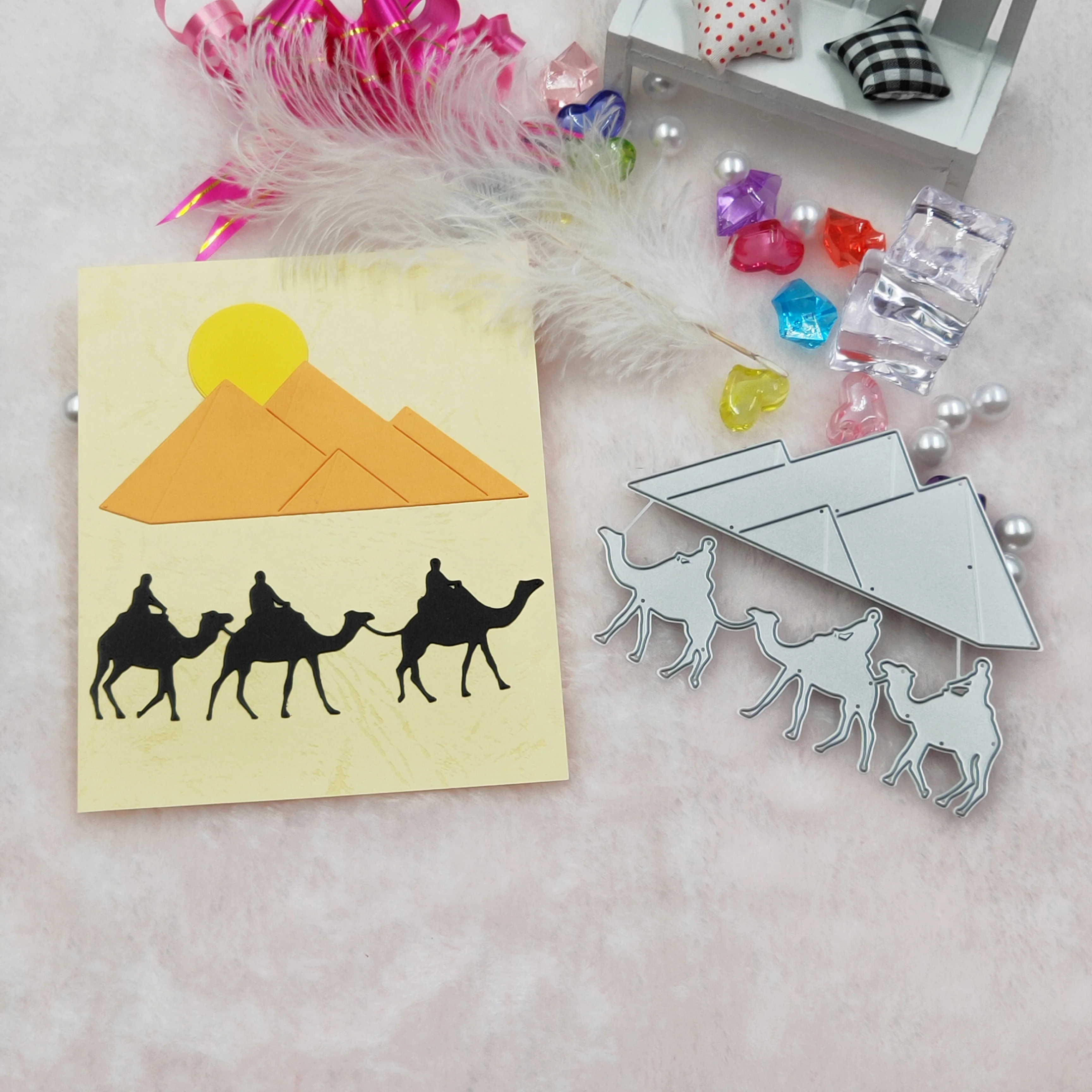 

Pyramid and camel metal cutting mold scrapbook 2019 new DIY scrapbook album greeting card decoration embossed DIY paper card