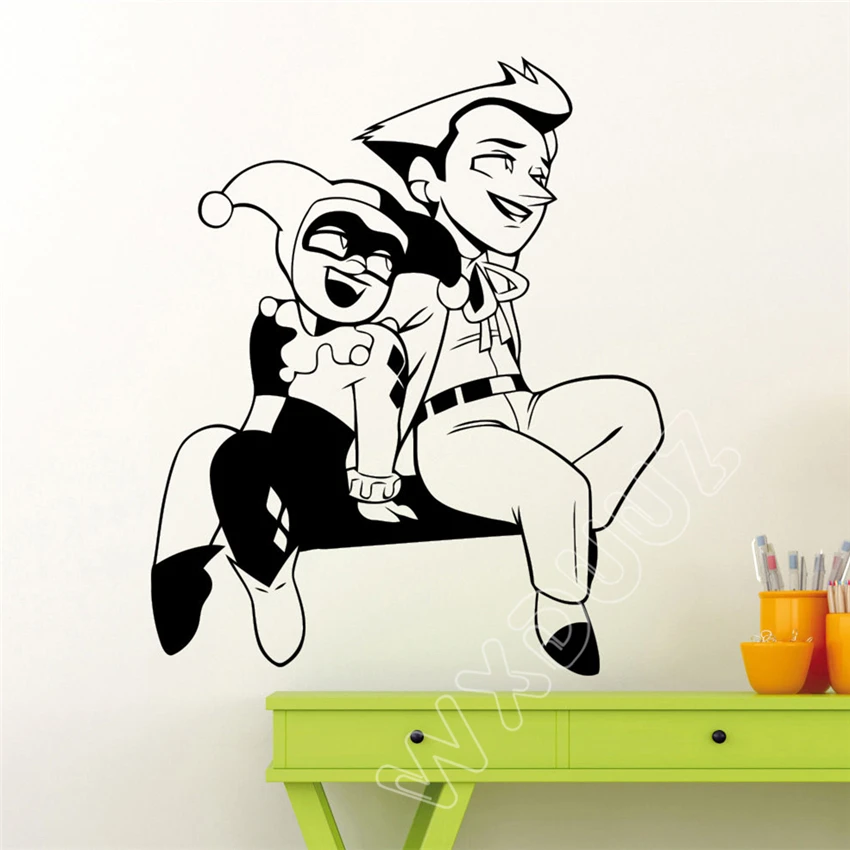 

WXDUUZ Joker Harley Quinn Comics Superheroes wall art kids nursery bedroom decal quote Home Decor Vinyl Wall Sticker B251
