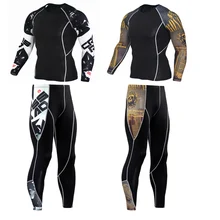 Мужская компрессионная одежда бренд Мужской популярный спортивный костюм Юнион термобелье Кроссфит фитнес Гидрокостюмы в стиле MMA базовый слой