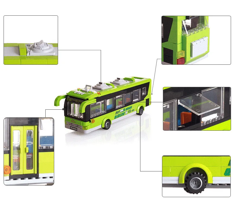 Enlighten Building Block Cars городской автобус 4 фигурки 416 шт. развивающие кирпичи игрушка