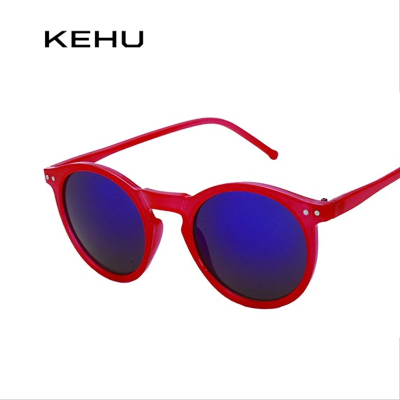 Kehu моды Многоцветный очки солнцезащитные женские Круглый зеркало дизайн бренда ретро очки солнцезащитные мужские очки для вождения