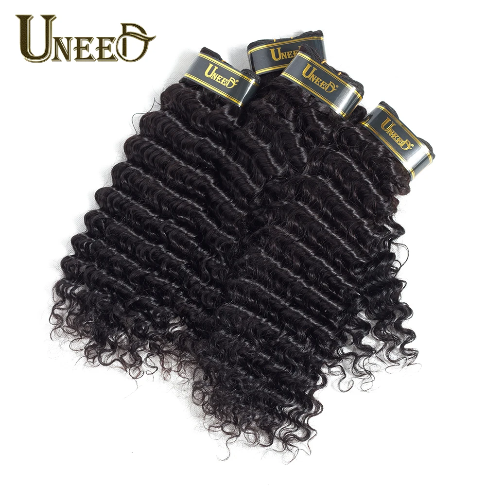 Uneed Deep Wave Human Hair Bundles with Frontal Double Weft Brazilian Hair Weave Bundles with Lace Frontal Remy Hair Extensions Uneed Deep Wave Human Hair Bundles with Frontal Double Weft Brazilian Hair Weave Bundles with Lace Frontal Remy Hair Extensions