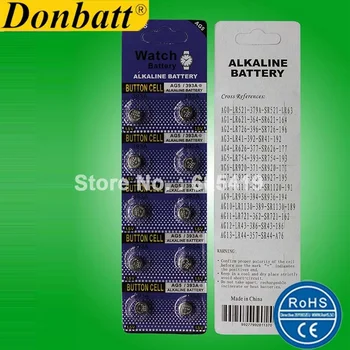 

1000cards AG5 LR754 LR48 193 alkaline button battery 10pcs -packs watch battery 100% fresh