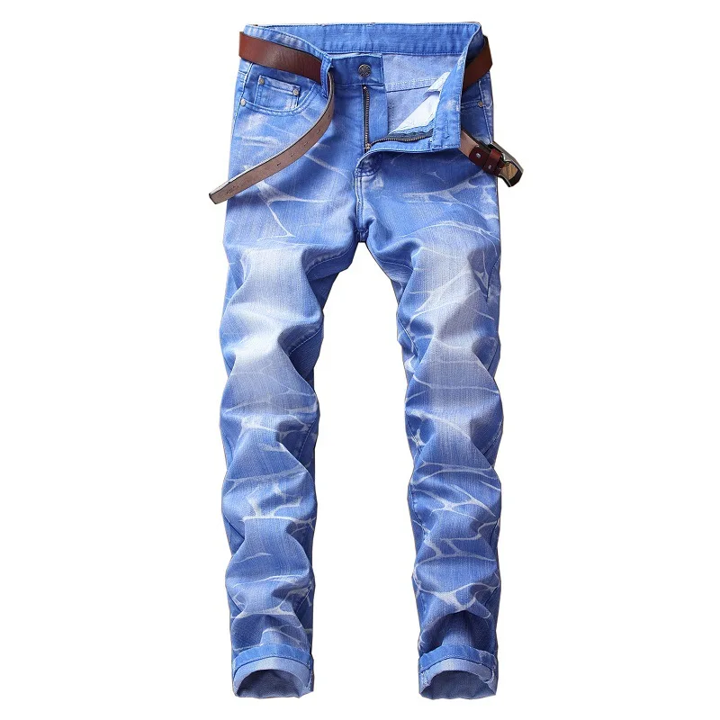 

2019 Spring Autumn Multicolour Mens Jeans Classic Straight Denim with Zippers Jean Men's Scratched Long Trouser