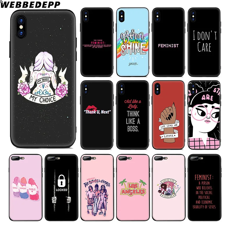 

WEBBEDEPP Feminist Girl Soft Silicone Case for Apple iPhone 11 Pro Xr Xs Max X or 10 8 7 6 6S Plus 5 5S SE TPU