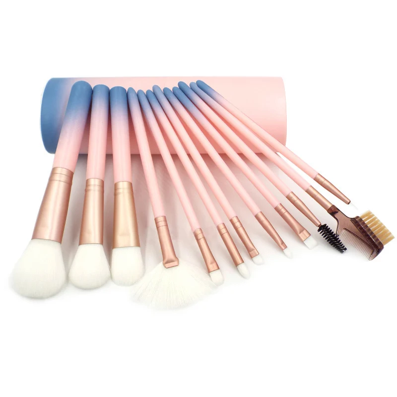 

New Fashion 12 Pcs Makeup Brushes Set With Holder Foundation Powder Contour Blush Eye Face Cosmetic Brush Tools HB88