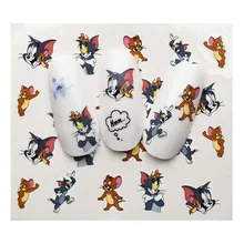 1 feuille dessin animé ongles autocollants Mickey/Tom et Jerry/petit homme jaune curseur eau autocollants transfert décalque pour ongles ZJT4027(China)