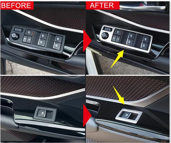 Para Toyota C-HR 2016, 2017 de 2018 de plástico ABS accesorios frente Interior de la puerta de la ventana levantar regulador recorte cubierta 2 piezas